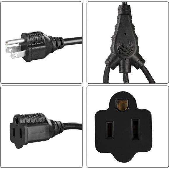 Extension Cord Splitter 1 to 3,18 Inch 16/3 Heavy Duty SJTW Wire,3 Prong Outdoor - Picture 6 of 8